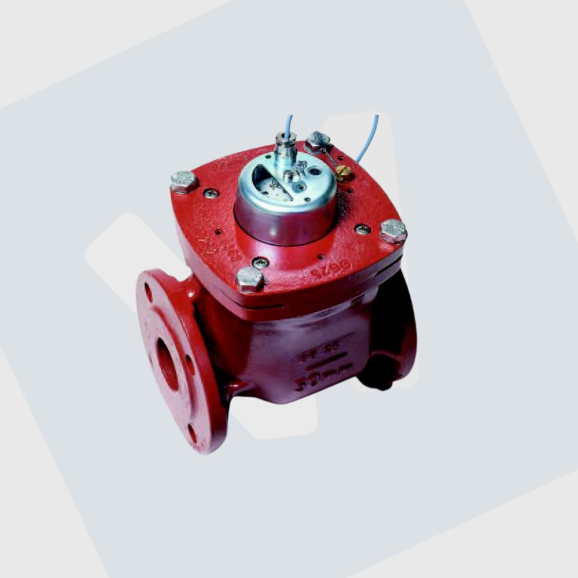 een rode Honeywell Elster watermeter van het model WP