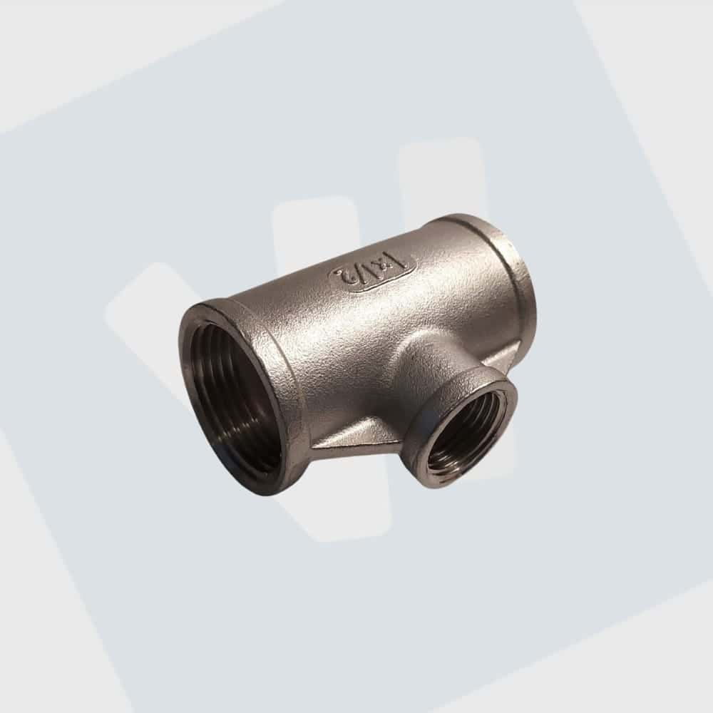 RVS T-stuk 1" bi x 1/2" bi x 1" bi