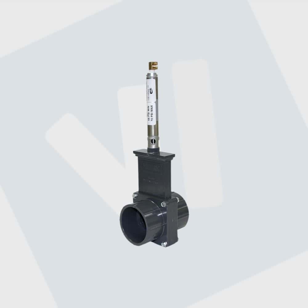 schuifafsluiter PVC pneumatisch  63 mm - 90 mm -110 mm