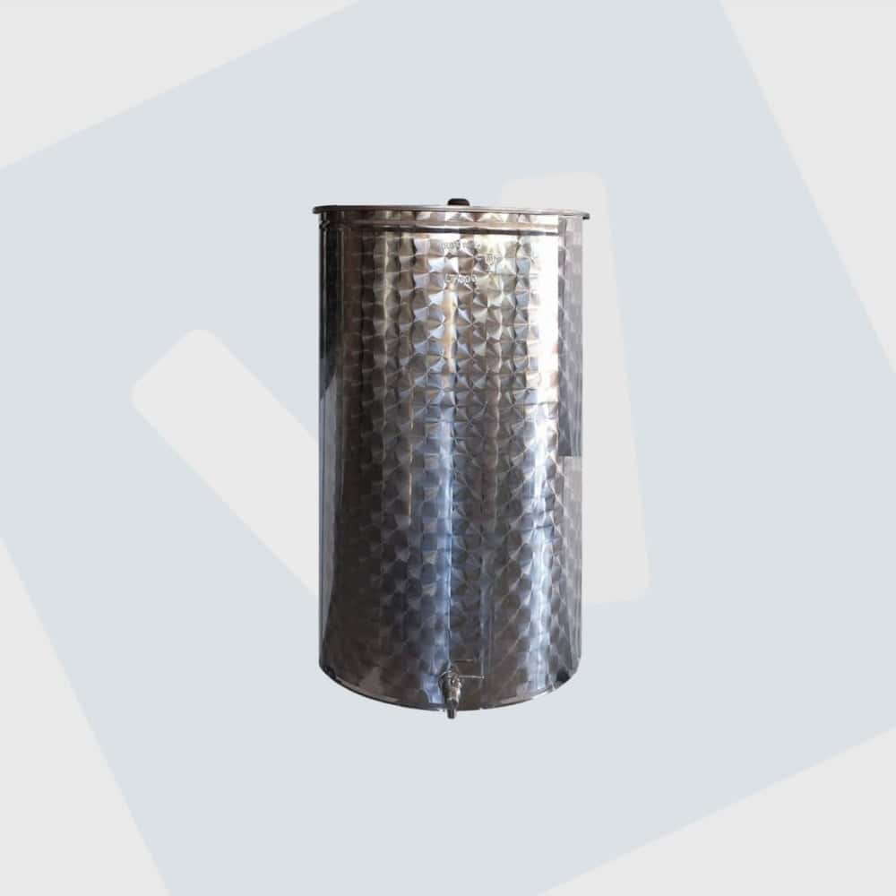 Gebruikte tank 300 ltr rond verticaal met standaard