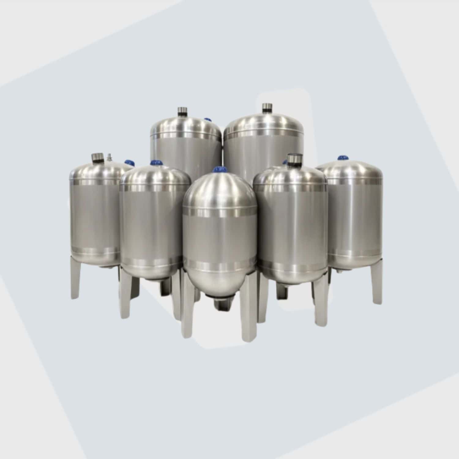 Verticale RVS304 tank met membraan 20, 24, 50, 70, 100 , 200, 300, 500, 750 en 1000 liter.